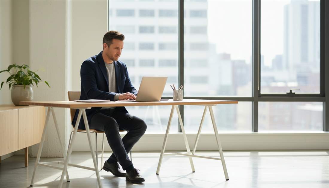 Entrepreneur travaillant sur son ordinateur